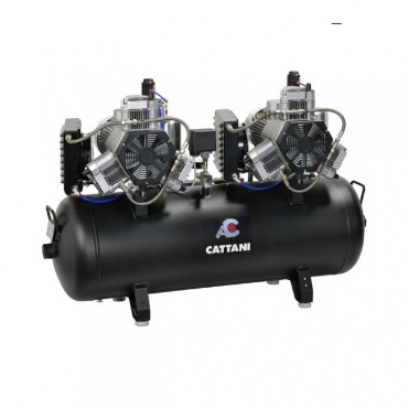 Cattani 150-476 - безмасляный компрессор для 7-ми стоматологических установок, c двумя осушителями, без кожуха, с ресивером 150 л, 476 л/мин